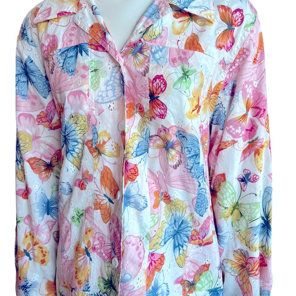 Alfred Dunner Butterflies Eyelet Short Jacket Size 16P